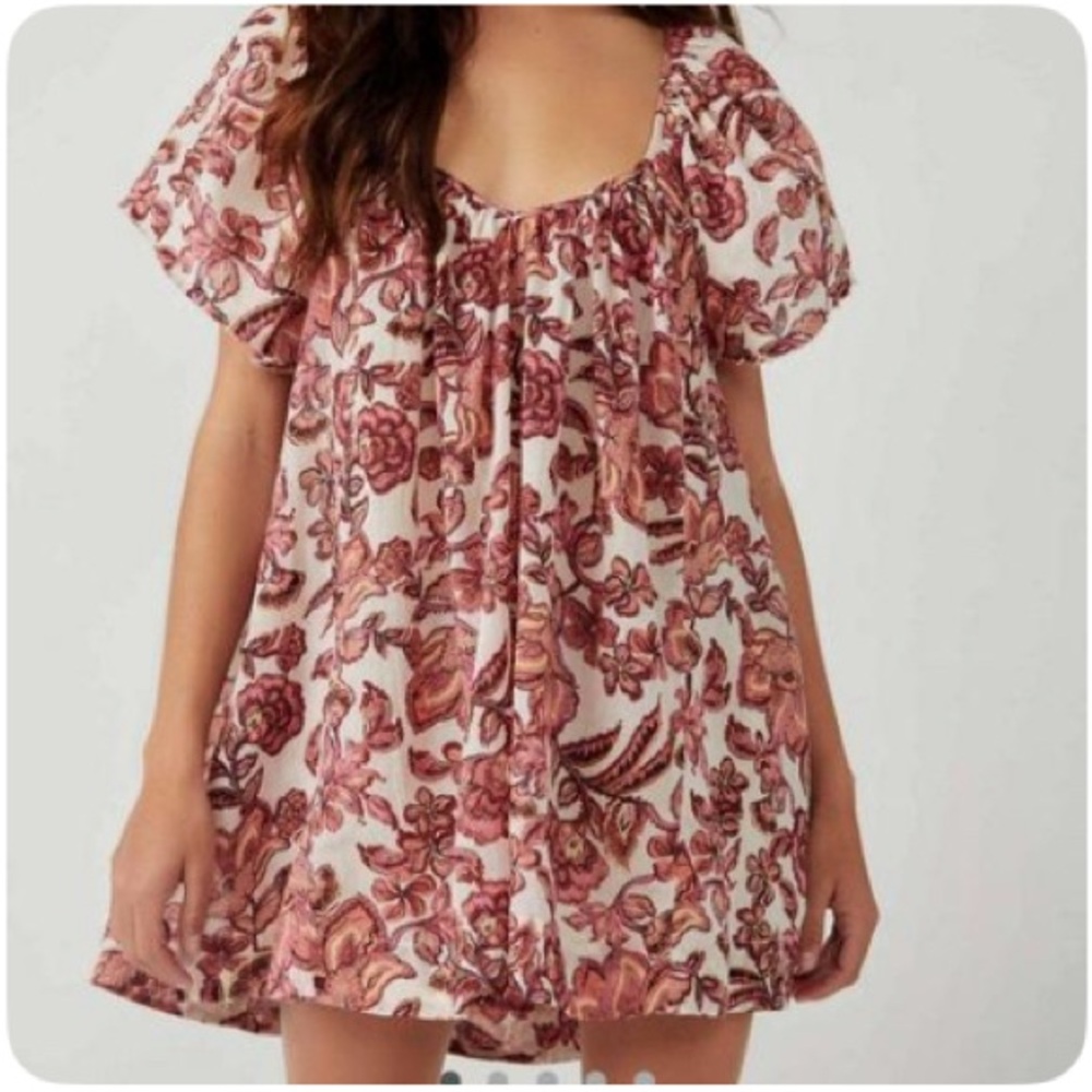 Free People Floral Mini Dress - Pink and White